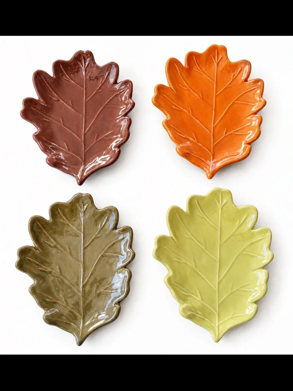 Crate & Barrel B. Eigen Leaf Plates Set of 4 NWOT Made in Portugal Fall Harvest